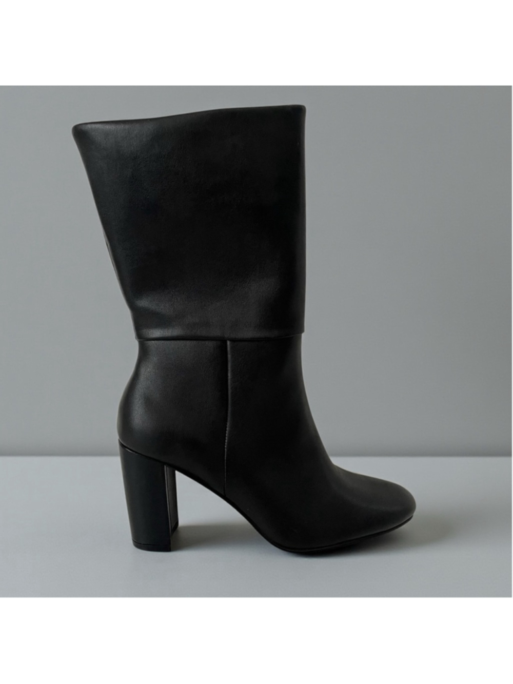 CHARLES by Charles David Billow Faux Leather Block Heel Boot Black 6.5 - Picture 7 of 15